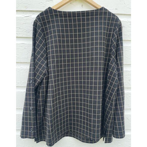 J Jill Blouse Shirt Womens 2X Black Check Plaid Ponte Knit Tunic Length - Picture 3 of 4